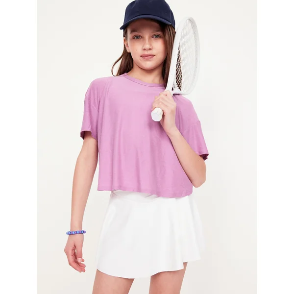 CloudMotion Cropped Performance T-Shirt for Girls - ROCK ROSE