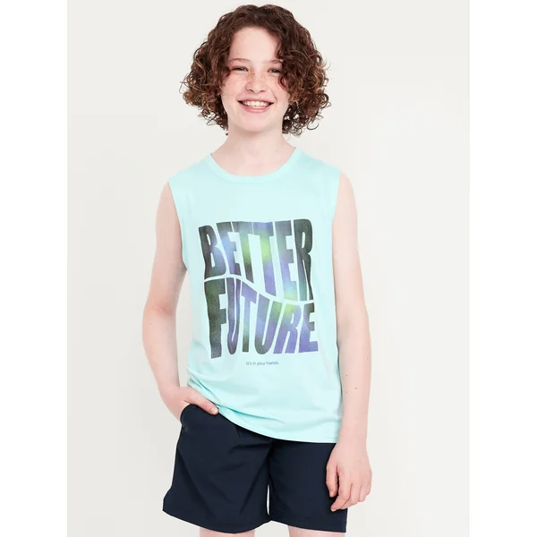 CloudMotion Graphic Performance Tank Top for Boys - SALTWATER SLIDE