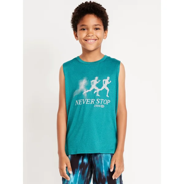 CloudMotion Graphic Performance Tank Top for Boys - STEEL SEA