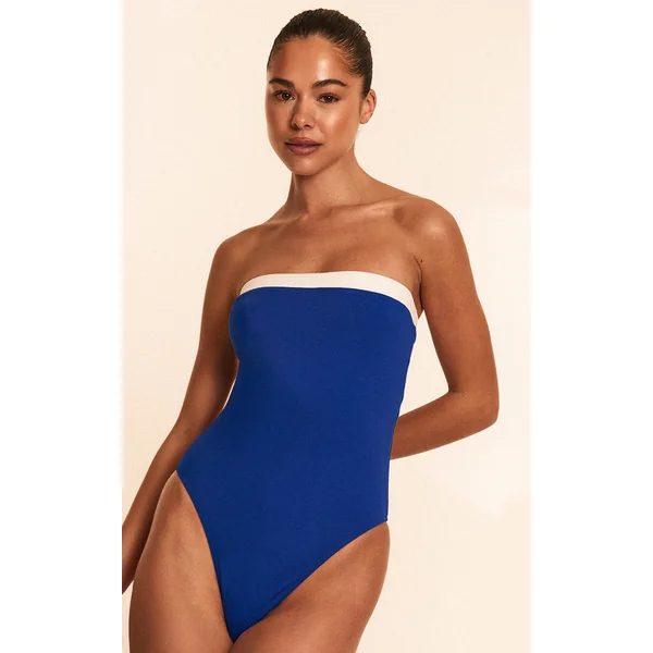 Cobalt Contrast Binding Bandeau Swimsuit