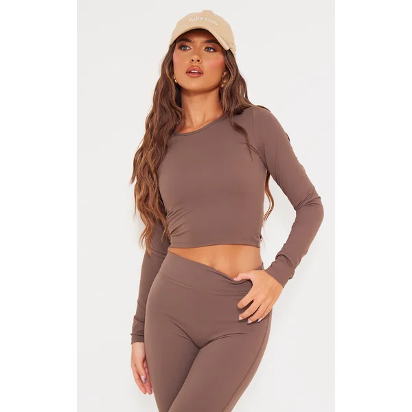 Coffee Snatched Sculpt Long Sleeve Crop Top