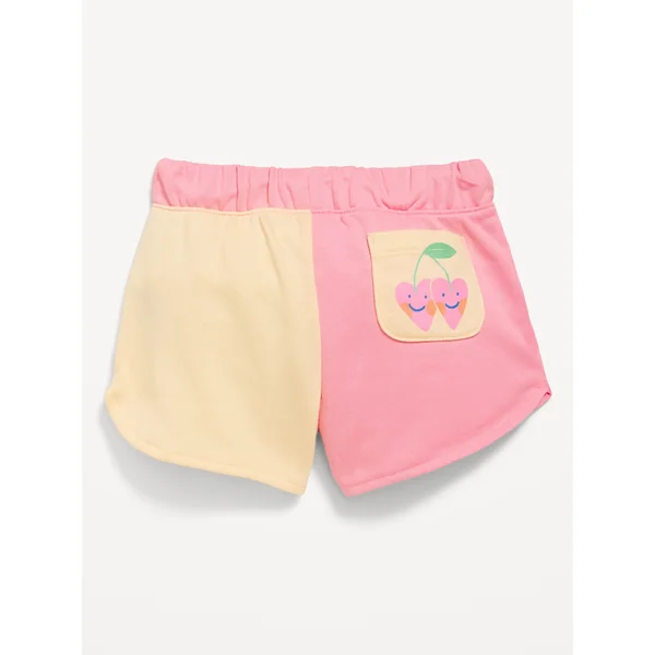 Color-Block Graphic French-Terry Shorts for Toddler Girls - Anemone Pink