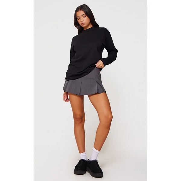 Cotton Black Oversized Long Sleeve T-Shirt