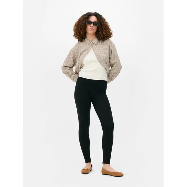 Cotton Blend Leggings - Black