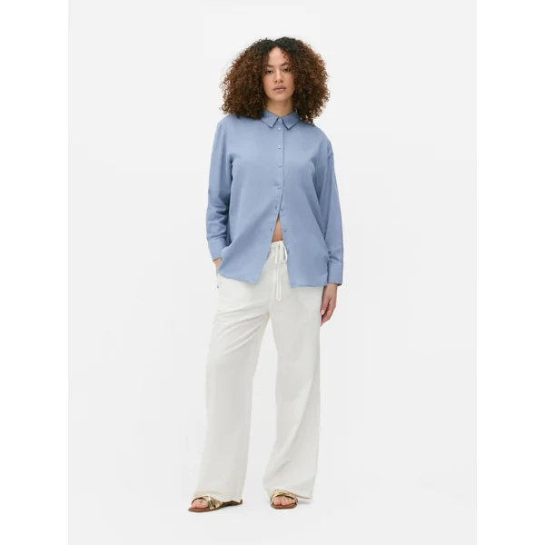 Cotton Blend Shirt - Light Blue