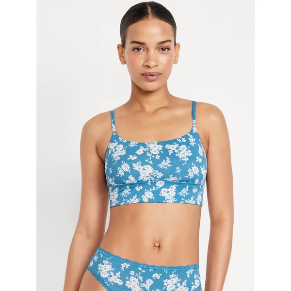 Cotton Cami Bralette - Blue Floral