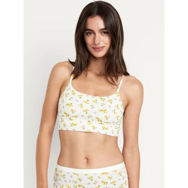 Cotton Cami Bralette - White Ditsy Floral