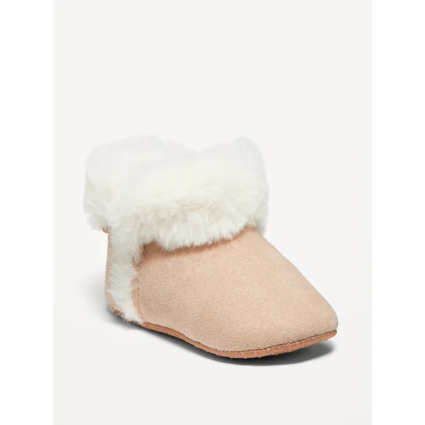 Cozy Faux-Fur Booties for Baby - Tan