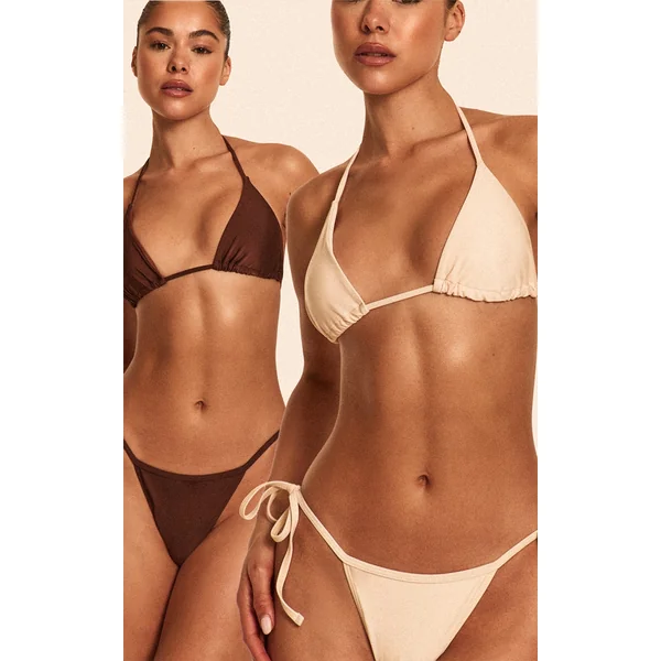 Cream And Chocolate 2 Pack Triangle Bikini Set