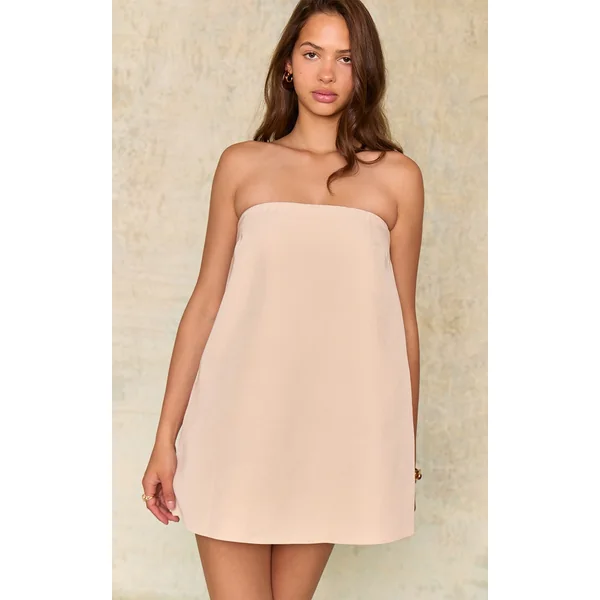 Cream Bandeau A-line Dress