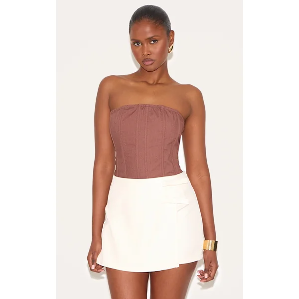 Cream Bow Detail Wrapover Skort