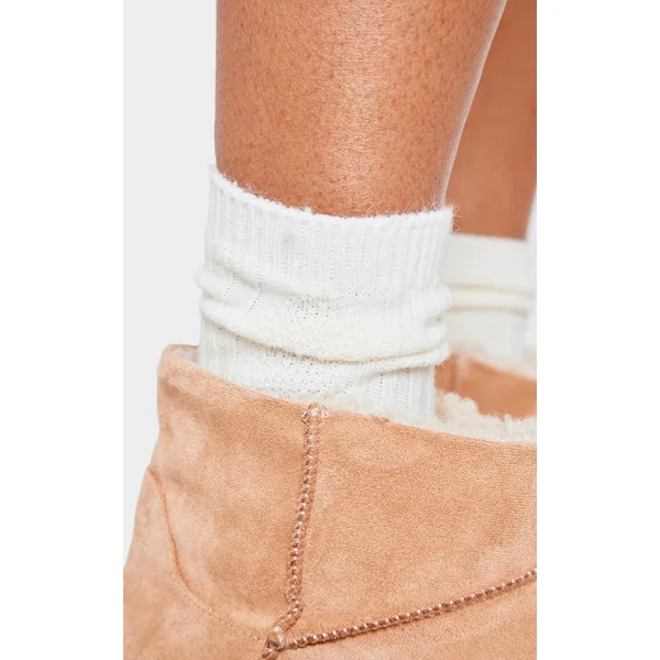 Cream Cable Knit Ankle Socks