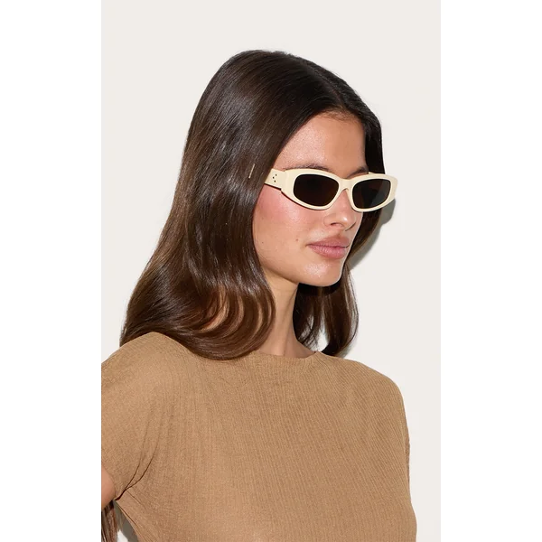 Cream Cat Eye Slim Sunglasses