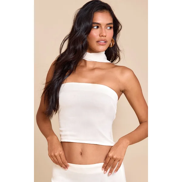 Cream Chiffon Neck Wrap Bandeau Top