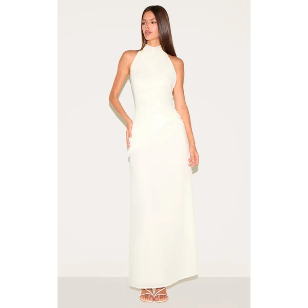 Cream Chiffon Twist Detail Maxi Dress