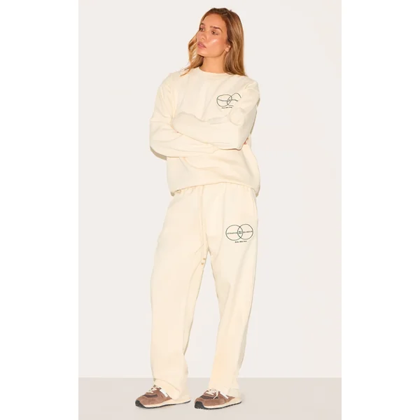 Cream Circle Wellness Premium Print Straight Leg Sweatpants