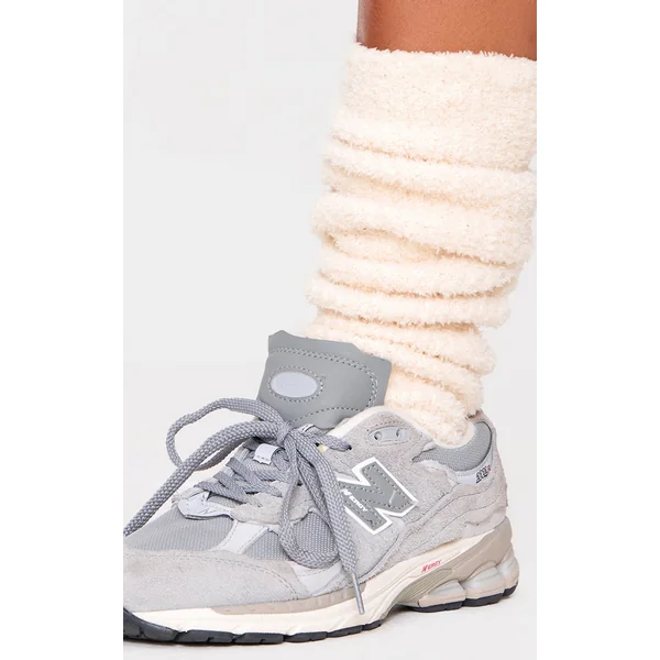 Cream Cosy Knit Rib Leg Warmers