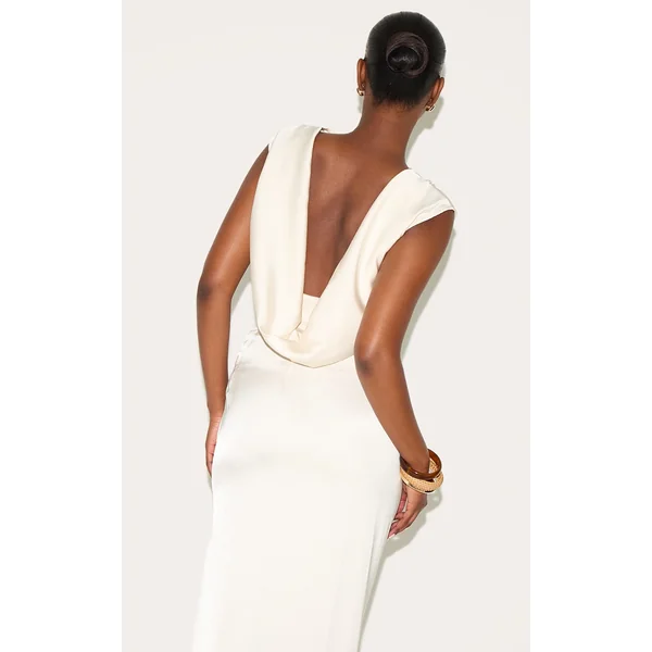 Cream Cowl Back Satin Top