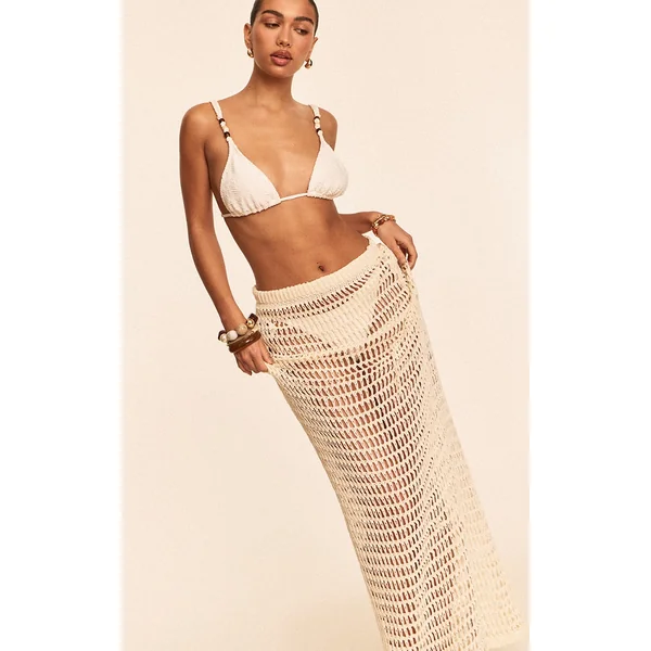 Cream Crochet Beach Maxi Skirt