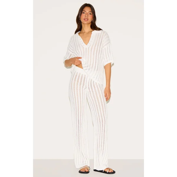 Cream Crochet Knitted Pant