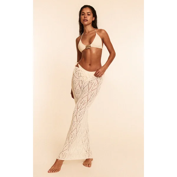 Cream Crochet Knot Detail Maxi Beach Skirt