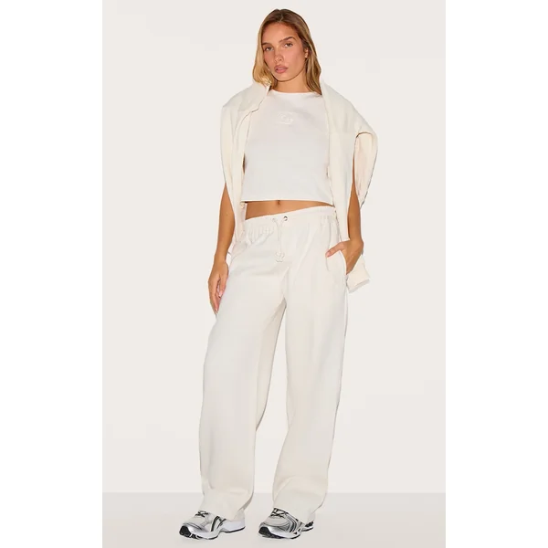 Cream Embossed Drawstring Sweatpants