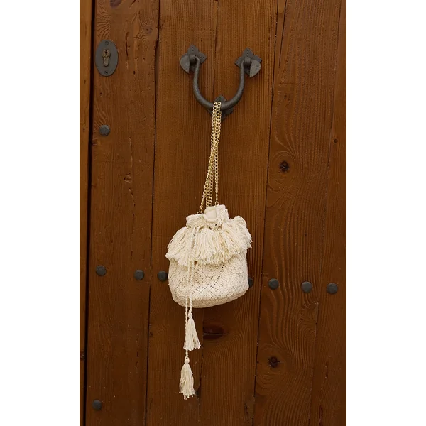 Cream Flower Crochet Beach Cross Body Bag