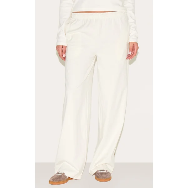 Cream Heavy Cotton Slouchy Wide Leg Pants