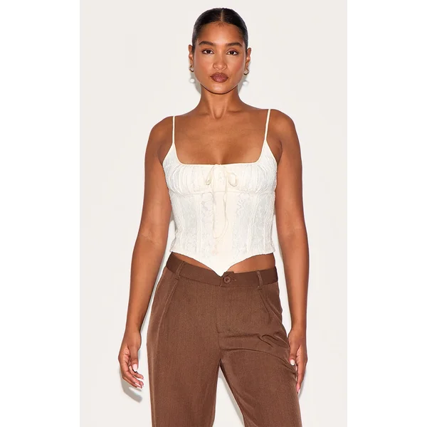 Cream Lace Pointed Hem Cami Top