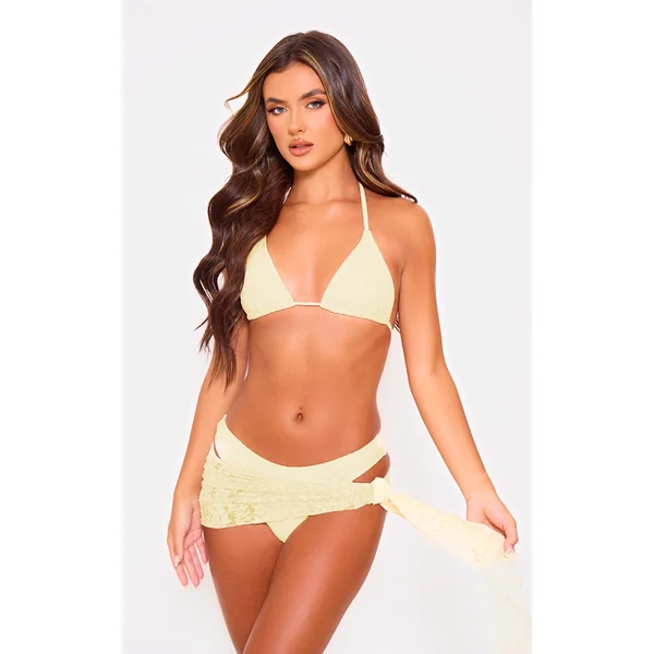 Cream Lace Triangle Bikini Top