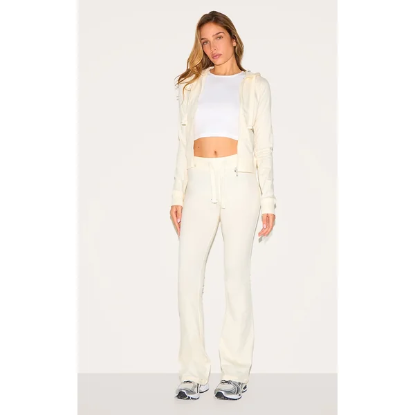 Cream Low Rise Skinny Flare Pants