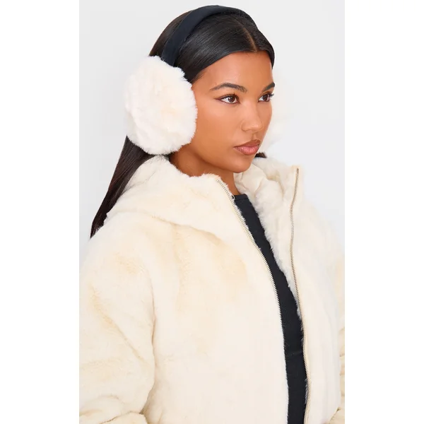 Cream Oversized Fluffy Ear Muffs