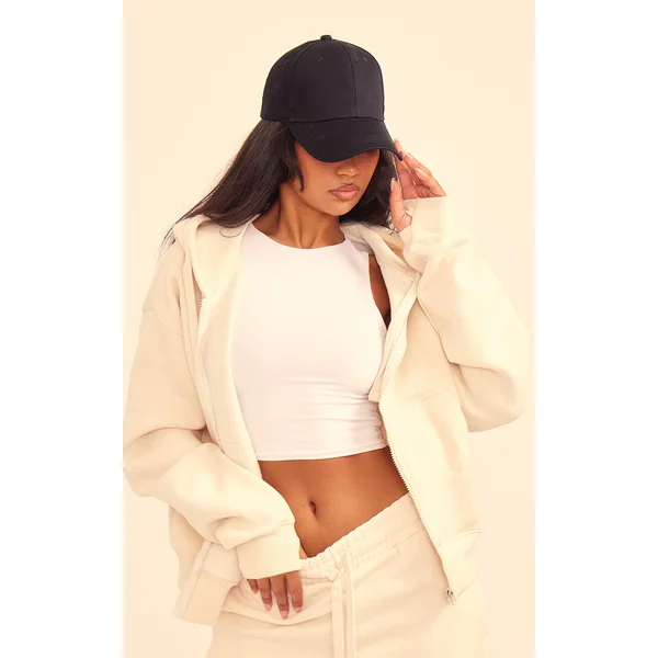 Cream Oversized Hooded Zip Up Sweatshirt