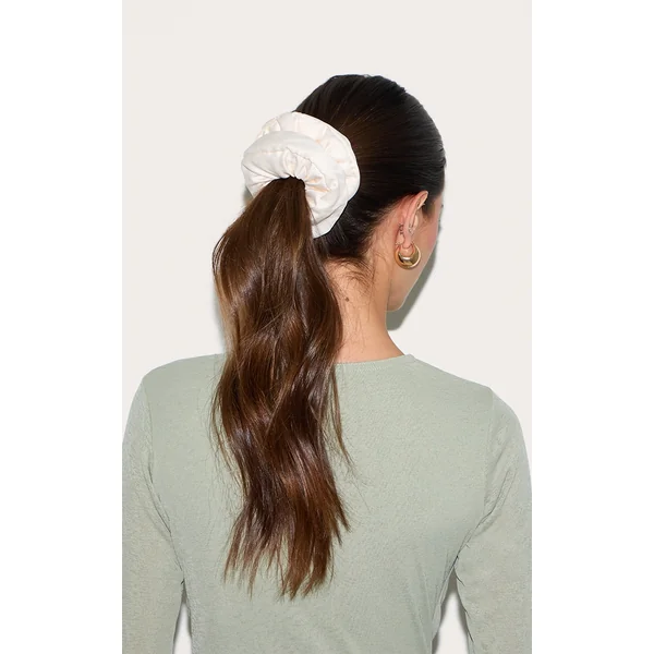Cream Oversized Padded Satin Scrunchie