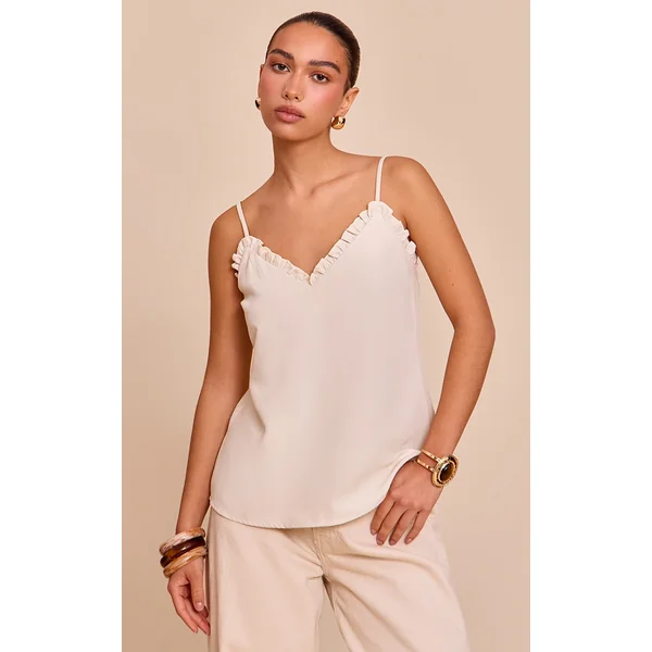 Cream Peach Skin Frill Detail Cami