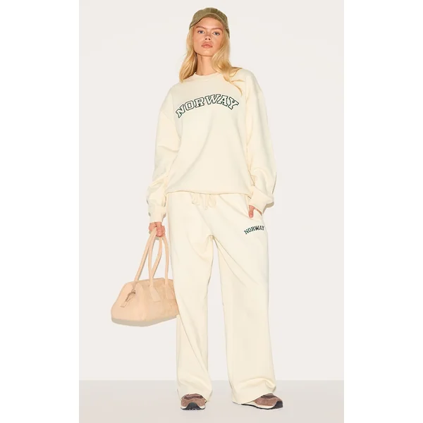 Cream Premium Norway Wide Leg Sweatpants