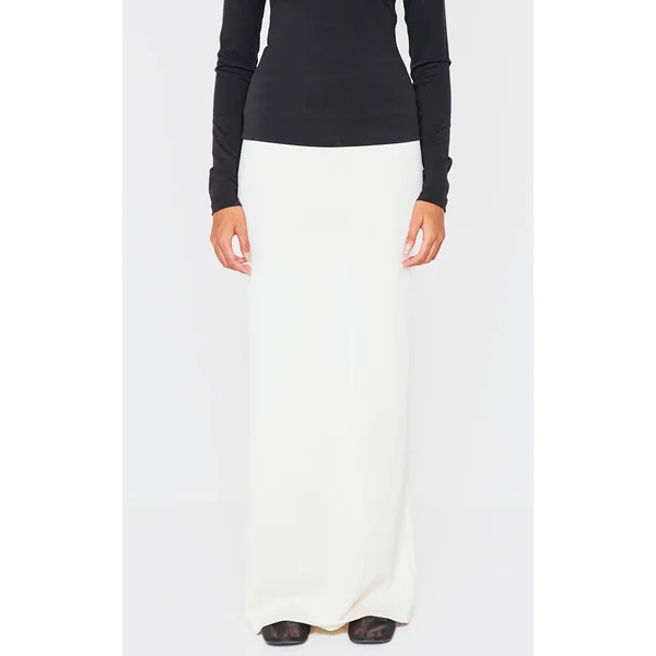 Cream Premium Soft Touch Low Waist Maxi Skirt