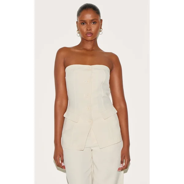 Cream Premium Tailored Woven Top