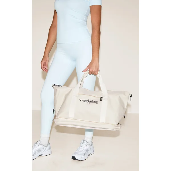Cream PrettyLittleThing Travel Duffle Bag