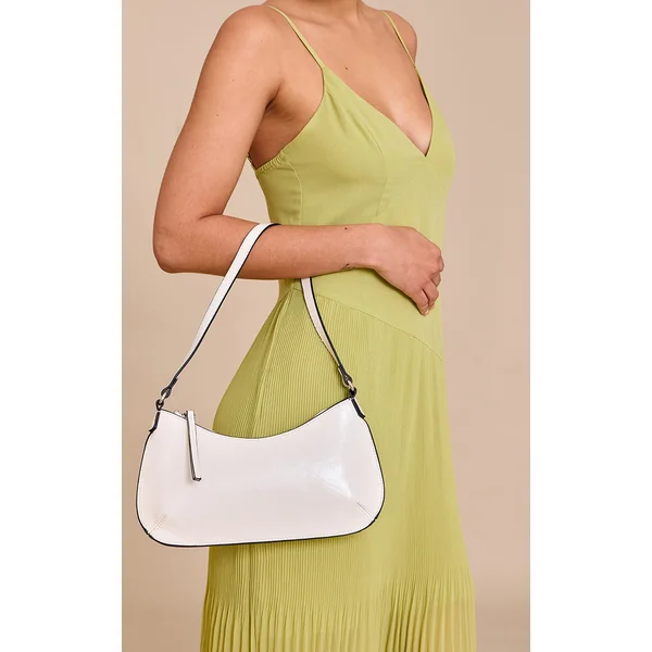 Cream Pu Baguette Shoulder Bag