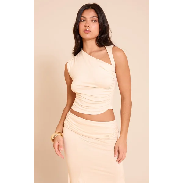 Cream Ruched Front Top