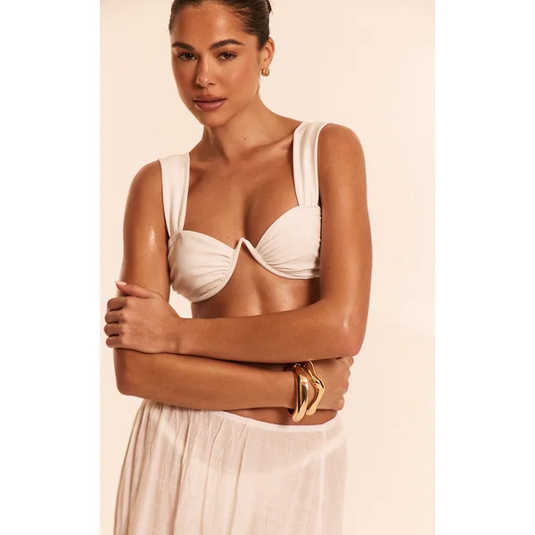 Cream Ruched Underwired Bikini Top