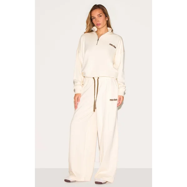 Cream Run Club Puff Print Wide Leg Sweatpants