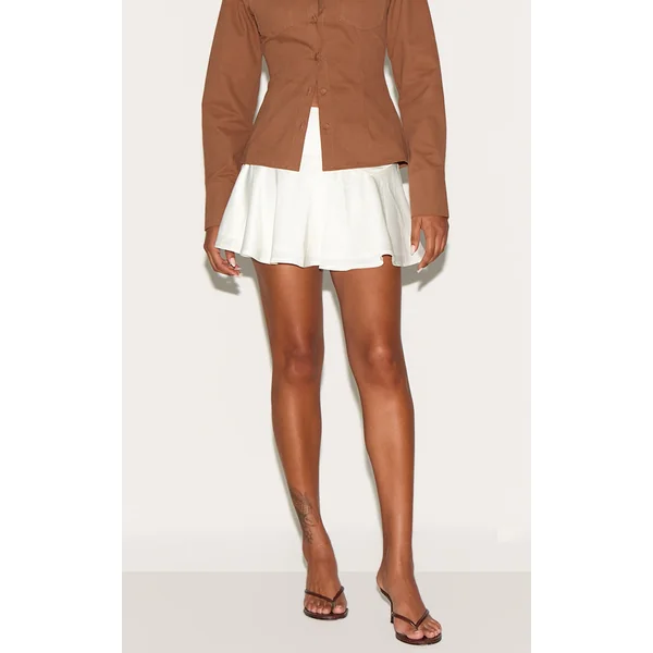 Cream Satin Floaty A Line Mini Skirt