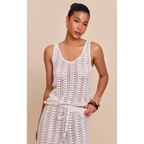 Cream Scoop Neck Vest Top