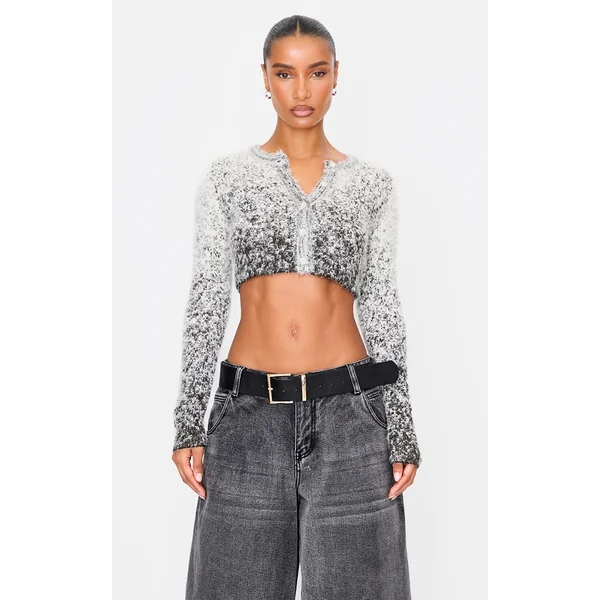 Cream Soft Marl Knit Button Up Cropped Cardigan