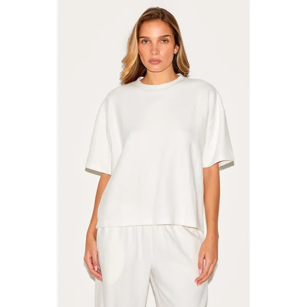 Cream Soft Touch Boxy T-shirt