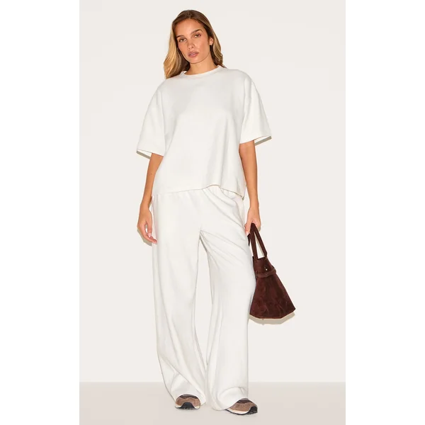 Cream Soft Touch Wide Leg Sweatpants