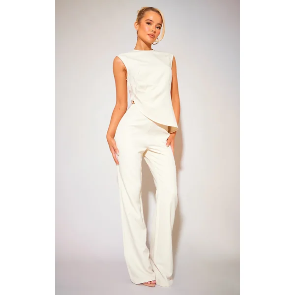 Cream Tailored Low Rise Skinny Flared Pants