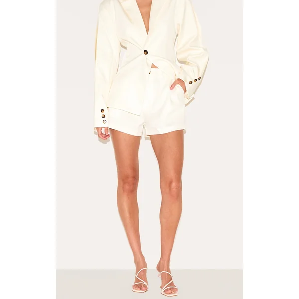 Cream Tailored Woven Shorts